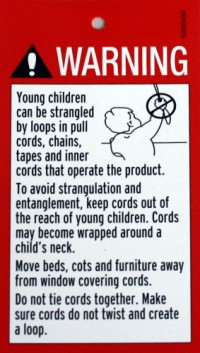 Cord / Chain warning sign for Roman blinds etc.