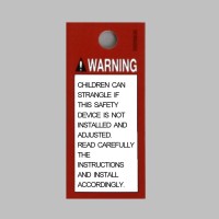 Warning label for Roman blind for rear cord breakaway