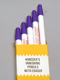 Blue felt tip fabric markers,