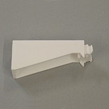 Nylon universal support bracket, white. 8cm to back of rail