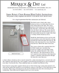 Super Rotary Chain Roman Blind Instruction Sheet