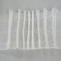 7.5cm (3in) translucent pencil heading tape for sheers, white, 7 cord pockets, 2 x fullness