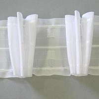 7.5cm (3in) triple pleat heading tape, 2 woven pockets, white,  2.2 x fullness