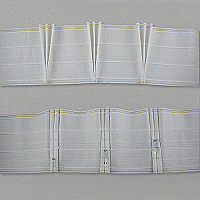15cm (6in) triple pleat heading tape, 4 woven pockets, white,  2.2 x fullness