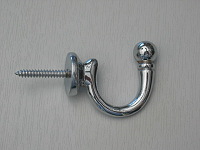 Large chrome finish brass ball-end tie-back hook 