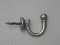 Large satin nickel finish brass ball-end tie-back hook 