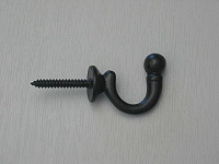 Medium black brass ball-end tie-back hook 