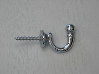 Medium chrome finish brass ball-end tie-back hook 