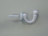 Medium white finish brass ball-end tie-back hook 