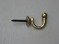Medium polished  brass ball-end tie-back hook 
