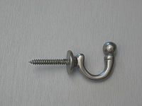 Medium satin nickel finish brass ball-end tie-back hook 