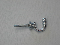 Small chrome finish brass ball-end tie-back hook 