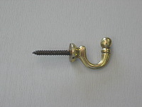 Small polished brass ball-end tie-back hook