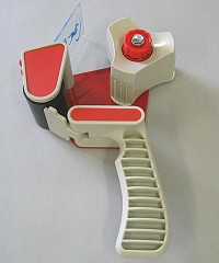 Hand-held packing tape dispenser for 48mm wide sticky tapes