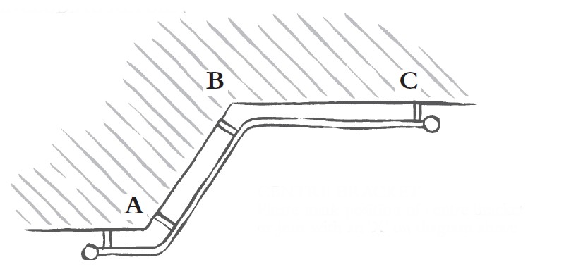 Wrought Iron Curtain Poles for Single Bend Bay Window - With Return