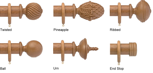 A choice of six finial designs A choice of six finial designs