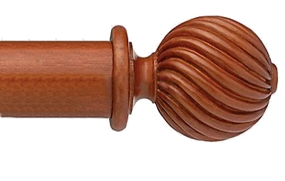 Designer Collection 63mm Ø Ribbed Finial - Natural Mahogany Designer Collection 63mm Ø Ribbed Finial - Natural Mahogany