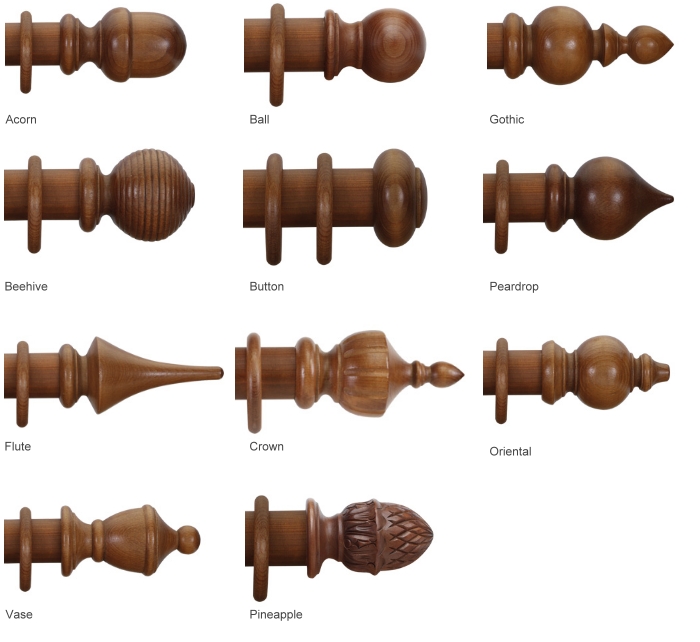 A choice of eleven finial designs